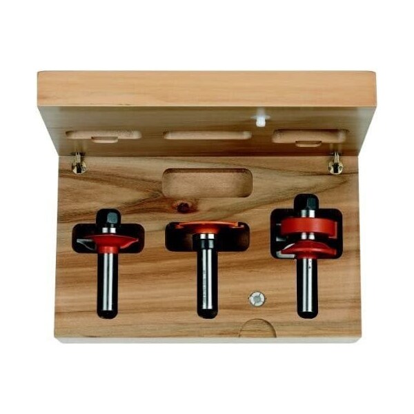3-Piece Glass Panel Set in Hardwood Case, 1/2-Inch Shank, Carbide-Tipped